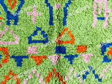 Load image into Gallery viewer, Handcrafted Moroccan Artistry | Azilal Rug in Lively Lime Green with Colorful Accents
