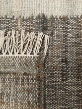 Load image into Gallery viewer, Handwoven Wool &amp; Jute Rug with Geometric Block Pattern in Gray &amp; Ivory – Flatweave
