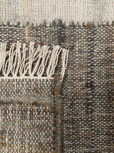 Handwoven Wool & Jute Rug with Geometric Block Pattern in Gray & Ivory – Flatweave