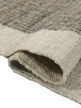 Load image into Gallery viewer, Handwoven Wool &amp; Jute Rug with Geometric Block Pattern in Gray &amp; Ivory – Flatweave
