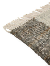 Load image into Gallery viewer, Handwoven Wool &amp; Jute Rug with Geometric Block Pattern in Gray &amp; Ivory – Flatweave
