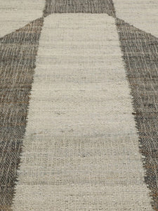 Handwoven Wool & Jute Rug with Geometric Block Pattern in Gray & Ivory – Flatweave