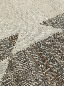 Handwoven Wool & Jute Rug with Geometric Block Pattern in Gray & Ivory – Flatweave