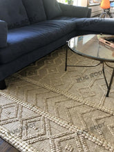 Load image into Gallery viewer, Handwoven Jute &amp; Wool Rug with Diamond &amp; Chevron Pattern in Natural Ivory – Flatweave
