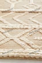 Load image into Gallery viewer, Handwoven Jute &amp; Wool Rug with Diamond &amp; Chevron Pattern in Natural Ivory – Flatweave
