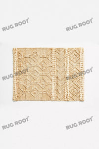 Handwoven Jute & Wool Rug with Diamond & Chevron Pattern in Natural Ivory – Flatweave