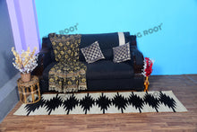 Load image into Gallery viewer, Handwoven Jute Runner Rug with Black Zigzag Tribal Pattern - Natural &amp; Black
