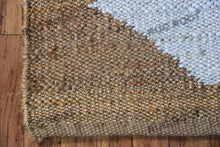 Load image into Gallery viewer, Handwoven Jute &amp; Wool Rug with Diamond Motif – Natural &amp; White, Flatweave Style
