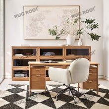 Load image into Gallery viewer, Handwoven Jute &amp; Wool Rug – Black &amp; Natural Geometric Diamond Pattern
