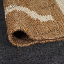 Load image into Gallery viewer, Handwoven Jute Rug Runner with Geometric Black &amp; White Design - Natural &amp; Black
