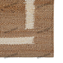 Load image into Gallery viewer, Handwoven Jute Rug Runner with Geometric Black &amp; White Design - Natural &amp; Black
