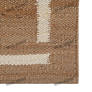 Handwoven Jute Rug Runner with Geometric Black & White Design - Natural & Black