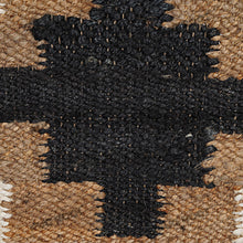 Load image into Gallery viewer, Handwoven Jute Rug Runner with Geometric Black &amp; White Design - Natural &amp; Black
