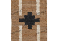 Load image into Gallery viewer, Handwoven Jute Rug Runner with Geometric Black &amp; White Design - Natural &amp; Black
