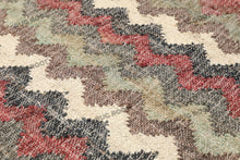 Load image into Gallery viewer, Handwoven Wool &amp; Jute Rug with Zigzag &amp; Chevron Pattern - Multicolor

