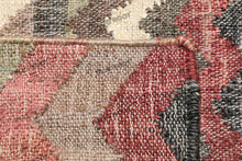 Load image into Gallery viewer, Handwoven Wool &amp; Jute Rug with Zigzag &amp; Chevron Pattern - Multicolor
