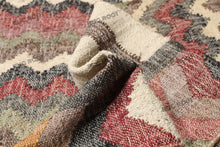 Load image into Gallery viewer, Handwoven Wool &amp; Jute Rug with Zigzag &amp; Chevron Pattern - Multicolor
