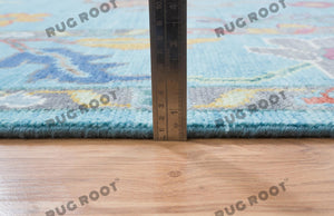 Sultan's Garden | Handwoven Turkish Oushak Rug with Floral Motifs | Blue, Green, Magenta, Gold