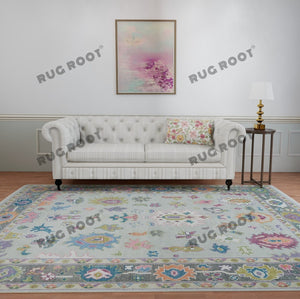 Serene Haven | Handwoven Oushak Rug in Earthy Gray | Neutral, Bedroom