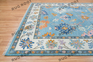Ethereal Sky | Handwoven Oushak Area Rug in Serene Blue
