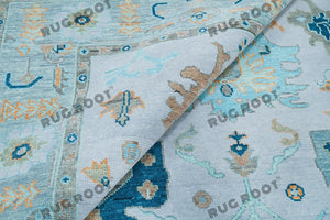 Azure Dreamscape | Handwoven Oushak Rug with Lavender Accents | Blue