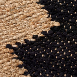 Handwoven Jute & Black Geometric Pattern Runner – Natural & Black