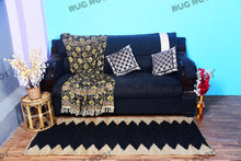 Load image into Gallery viewer, Handwoven Jute &amp; Black Geometric Pattern Runner – Natural &amp; Black

