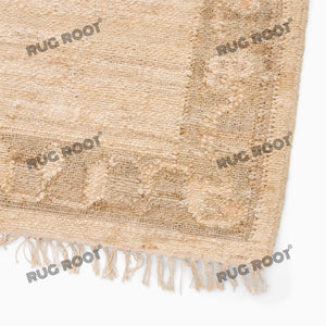 Vintage-Inspired Flatweave Rug with Soft Medallion Design - Beige & Light Grey
