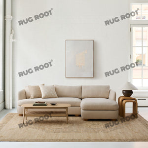 Vintage-Inspired Flatweave Rug with Soft Medallion Design - Beige & Light Grey