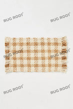 Load image into Gallery viewer, Handwoven Jute &amp; Wool Rug with Gingham Check Pattern in Natural &amp; White – Flatweave
