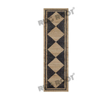 Load image into Gallery viewer, Handwoven Jute &amp; Wool Rug with Diamond Checkered Pattern in Black &amp; Natural – Flatweave
