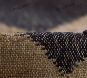 Handwoven Jute & Wool Rug with Diamond Checkered Pattern in Black & Natural – Flatweave