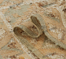Load image into Gallery viewer, Handwoven Wool &amp; Jute Rug with Antique Medallion Pattern in Beige &amp; Blue – Flatweave
