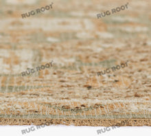 Load image into Gallery viewer, Handwoven Wool &amp; Jute Rug with Antique Medallion Pattern in Beige &amp; Blue – Flatweave
