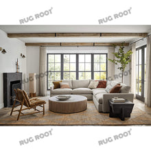 Load image into Gallery viewer, Handwoven Jute &amp; Wool Rug – Grey &amp; Natural Geometric Diamond Pattern
