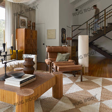 Load image into Gallery viewer, Handwoven Jute &amp; Wool Rug – Natural &amp; White Geometric Diamond Pattern
