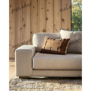 Handwoven Jute & Wool Rug – Grey & Natural Geometric Diamond Pattern