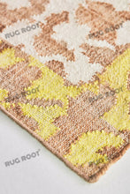 Load image into Gallery viewer, Handwoven Jute &amp; Wool Rug with Floral Border Design - Natural, Yellow &amp; Ivory
