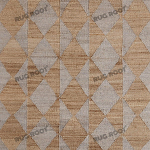 Handwoven Jute & Wool Rug – Grey & Natural Geometric Diamond Pattern