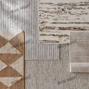 Handwoven Jute & Wool Rug – Natural & White Geometric Diamond Pattern