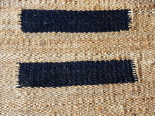 Load image into Gallery viewer, Handwoven Jute &amp; Wool Runner Rug – Natural &amp; Black Stripe Pattern
