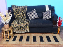 Load image into Gallery viewer, Handwoven Jute &amp; Wool Runner Rug – Natural &amp; Black Stripe Pattern
