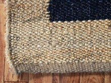 Load image into Gallery viewer, Handwoven Jute &amp; Wool Runner Rug – Natural &amp; Black Stripe Pattern
