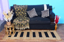 Load image into Gallery viewer, Handwoven Jute &amp; Wool Runner Rug – Natural &amp; Black Stripe Pattern
