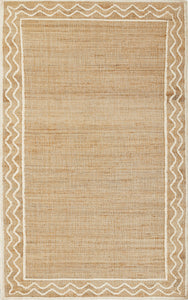 Handwoven Jute Rug with Ivory Zigzag Border – Flatweave