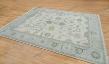 Load image into Gallery viewer, Subtle Oushak Rug with Off White Base, Accented by Coastal Green &amp; Baby Blue
