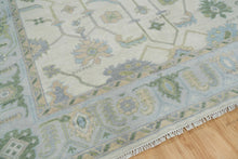 Load image into Gallery viewer, Subtle Oushak Rug with Off White Base, Accented by Coastal Green &amp; Baby Blue

