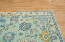 Load image into Gallery viewer, Azure Meadow | Handwoven Oushak Rug with Vibrant Accents | Blue &amp; Green
