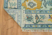 Load image into Gallery viewer, Azure Meadow | Handwoven Oushak Rug with Vibrant Accents | Blue &amp; Green
