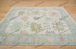 Morning Mist Beige 9x12 Rug, Gray Oushak, Multicolor, Turkish Oushak, Large Wool Rug
